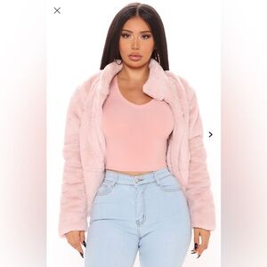 Fashion Nova Pink Teddy Jacket Cozy Faux Fur